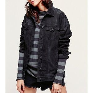 Like New Black Free People boyfriend Denim Jacket